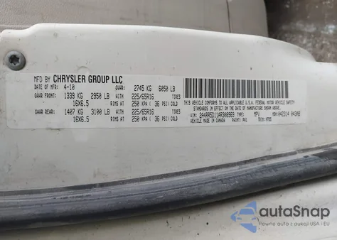 2010 Chrysler Town & Country Touring z USA, uszkodzony, nr VIN 2A4RR5D11AR308969